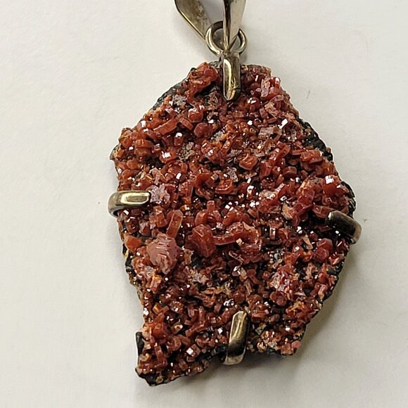 Vanadanite Bright Red Crystal Pendant 925 Sterling Silver - Picture 7 of 13